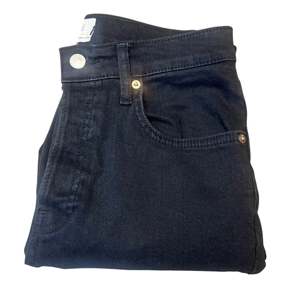 We The Free Size 29 Black Distressed Ripped Raw Hem High Rise Straight Leg Jeans - Picture 1 of 12